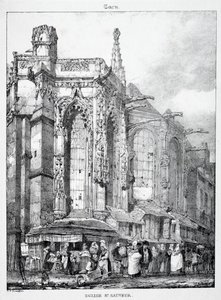 Pozostałości i fragmenty architektury średniowiecznej: kościół św. Sauveura, Caën. autorstwa Richard Parkes Bonington