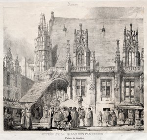 Rouen: Wejście do Salle des Pas Perdus, Pałacu Sprawiedliwości autorstwa Richard Parkes Bonington