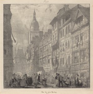 Rue du Gros-Horloge, Rouen autorstwa Richard Parkes Bonington