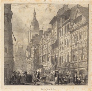 Rue du Gros-Horloge, Rouen autorstwa Richard Parkes Bonington
