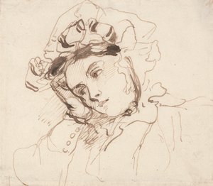 Studium kobiety z głową opartą na dłoni autorstwa Richard Parkes Bonington