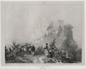 Malownicze i romantyczne podróże po starożytnej Francji, Franche-Comté: Ruiny zamku Arlay autorstwa Richard Parkes Bonington