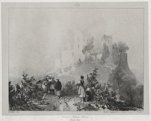 Malownicze i romantyczne podróże po starożytnej Francji, Franche-Comté: Ruiny zamku Arlay autorstwa Richard Parkes Bonington