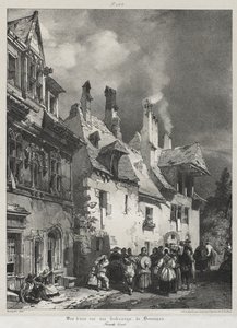 Malownicze i romantyczne podróże po starożytnej Francji, Franche-Comté: Widok ulicy na przedmieściach Besançon autorstwa Richard Parkes Bonington