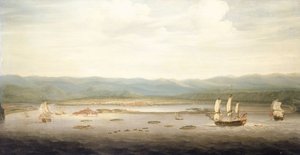 Widok Port Royal, Jamajka, ok. 1758 (olej na płótnie) autorstwa Richard Paton
