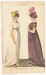 Magazine of Female Fashions of London and Paris, nr 29.1: Londyn, lipiec. 1800: suknia wieczorowa; Frak