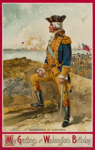 George Washington pod Yorktown (chromolitografia) autorstwa Richard Veenfliet