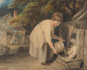 Dziewczynka karmiąca świnie, 1800. autorstwa Richard Westall