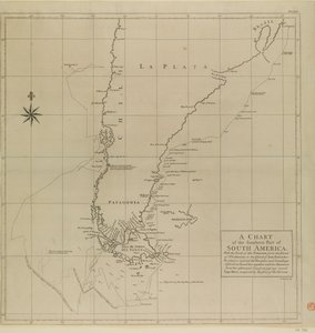 Mapa południowej części Ameryki Południowej z trasą Centuriona autorstwa Richard William Seale