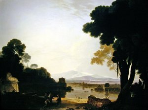 Widok w dół Tybru z Edykulą Berniniego po lewej (olej na płótnie) autorstwa Richard Wilson