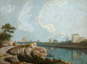 Brzegi Tybru, Rzym (olej na płótnie) autorstwa Richard Wilson