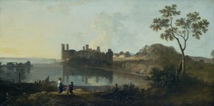Zamek Caernarvon (olej na płótnie) autorstwa Richard Wilson