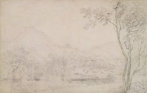 Castell Dinas Bran, Walia (grafitowo-czarna kreda na papierze) autorstwa Richard Wilson