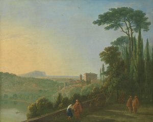 Jezioro Nemi i Genzano z Tarasu Klasztoru Kapucynów, ca. 1756-57. autorstwa Richard Wilson