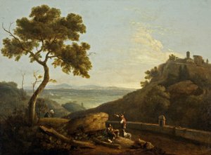 Świątynia Sybilli i Kampanii, Tivoli, Włochy (olej na płótnie) autorstwa Richard Wilson