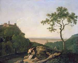 Widok na Tivoli (olej na płótnie) autorstwa Richard Wilson