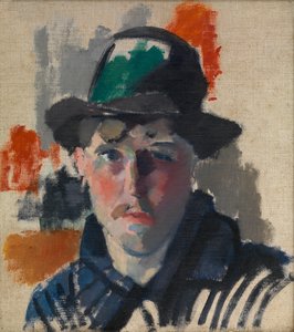 Autoportret w zielonym kapeluszu (olej na płótnie)