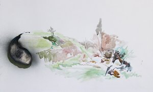 Fly Tip, 2015 (akwarela) autorstwa Rob D Davies