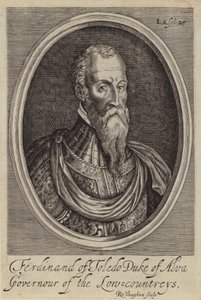 Fernando Alvarez de Toledo, 3. książę Alby, hiszpański generał i gubernator hiszpańskich Niderlandów (grafika) autorstwa Robert (after) Vaughan