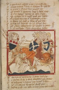 Egerton 3028 f.98 Pokonują Saracenów wysłanych na ich spotkanie, ilustracja z 