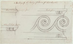 Projekt sztukaterii na klatce schodowej, Headfort House, 1772 (długopis i czarny tusz na graficie na papierze) autorstwa Robert Adam