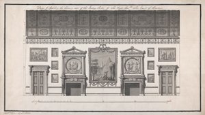 Headfort House, Jadalnia, Kominek (pióro i czarny tusz oraz umyć ołówkiem na papierze) autorstwa Robert Adam