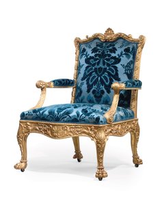 Jeden z pary pozłacanych foteli George III autorstwa Robert Adam