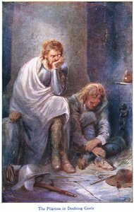 The Pilgrims in Doubting Castle, z książki The Pilgrims Progress wydanej przez John F. Shaw & Co, ok. 1900 (kolor lito) autorstwa Robert Ambrose Dudley