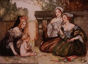 Kupidyn i mój Campaspe grali w karty do pocałunków, ze Złotego Skarbca Palgrave, opublikowane w 1907 r. (kolor lito) autorstwa Robert Anning Bell