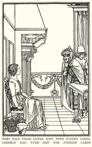 Ilustracja do wierszy Johna Keatsa: Isabella or The Pot of Basil (lito) autorstwa Robert Anning Bell