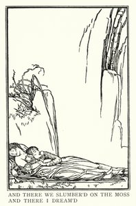 Ilustracja do wierszy Johna Keatsa: La Belle Dame Sans Merci (lito) autorstwa Robert Anning Bell