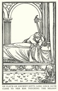 Ilustracja do wierszy Johna Keatsa: Wigilia św. Agnieszki (lito) autorstwa Robert Anning Bell