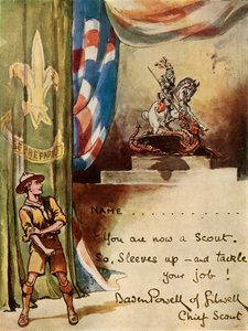 Projekt karty rekrutacyjnej harcerskiej, 1944. autorstwa Robert Baden Powell