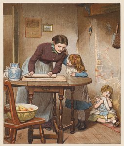 Żona farmera robiła szarlotkę (kolorowa litografia) autorstwa Robert Barnes