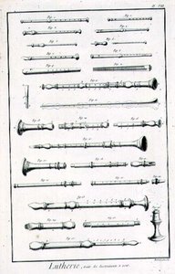 Płyta VIII: Instrumenty dęte z Encyklopedii Denisa Diderota (1713-84) i Jean le Rond d