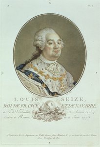 Portret Ludwika XVI (1754-93) z „Portraits des Grands Hommes Illustres”, grawerowany przez Ride (ręcznie barwiony grawerunek)