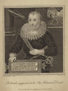 Francis Drake (grawerowanie) autorstwa Robert Blemell (after) Schnebbelie