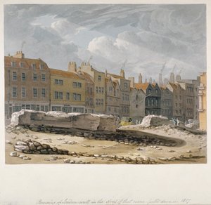 Pozostałości muru londyńskiego zburzonego w 1817 r., City of London, 1817 r.