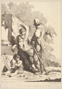 Dwóch żołnierzy i dziecko trzymające hełm, 19 lipca 1779 r. autorstwa Robert Blyth