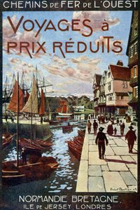 Um porto na Normandia, anúncio das ferrovias ocidentais na França polonesa autorstwa Robert Boullier