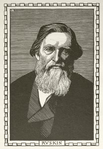 John Ruskin, angielski pisarz, krytyk sztuki, artysta i myśliciel społeczny (drzewryt) autorstwa Robert Bryden