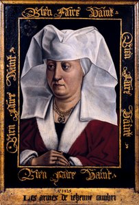 "Portret Marie De Pacy" Obraz Roberta Campina, mistrza Flemalle (1378-1444) 1415-1440 Tournai. Muzeum Sztuk Pięknych w Belgii autorstwa Robert Campin