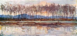 Brzegi Arno w wieczornej poświacie (kolorowa litografia) autorstwa Robert Charles Goff
