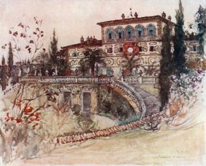 Villa Palmieri (kolorowa litografia) autorstwa Robert Charles Goff