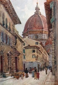 Via dei Servi (kolorowa litografia) autorstwa Robert Charles Goff