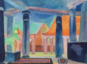 Scenografia dla Kleopatry, ok. 1918 (akwarela, gwasz, farba metaliczna i grafit na papierze) autorstwa Robert Delaunay