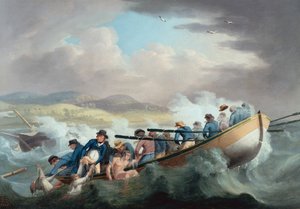 Ocaleni z wraku statku u wybrzeży Isle of Wight ratowani przez załogę H.M.S. Juno
