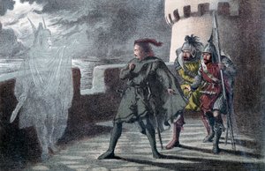 Hamlet widzi ducha swojego ojca na blankach zamku Elsinore