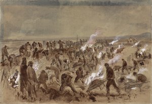 Robotnicy układający kabel telegraficzny autorstwa Robert Dudley