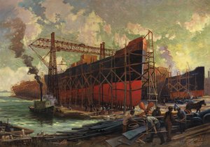 Budowa statków w zatoce Ashbridges, Toronto, 1918 r.